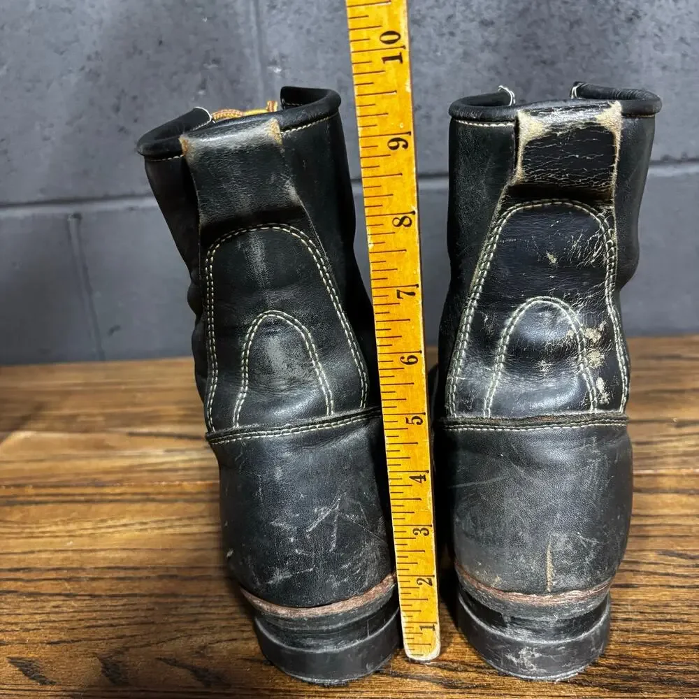 Vtg Georgia Boot Black Leather Lace Up Logger Work Boots Goodyear Welt Men’s 7.5
